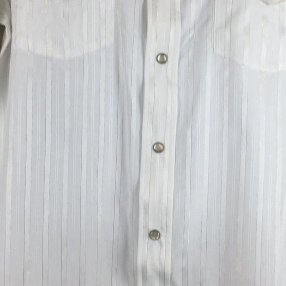 Crazy Cowboy Long-Sleeve White Snap Button Shirt with Gold Stripes Size L - Picture 4 of 14